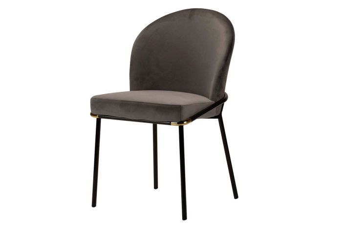 Silla Kania Terciopelo Gris Metal Negro, 50 Cm