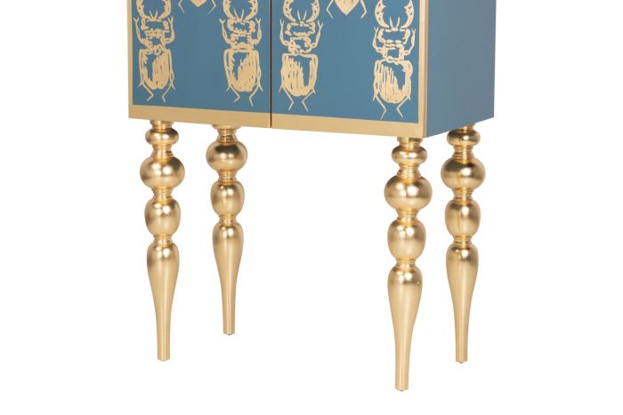 Armario Impreso Madera Abedul Azul Oro, 78 Cm
