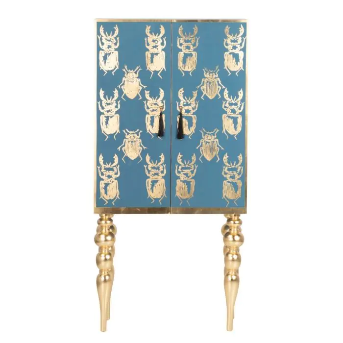 Armario Impreso Madera Abedul Azul Oro, 78 Cm