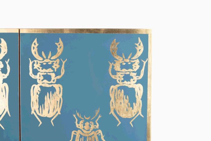 Armario Impreso Madera Abedul Azul Oro, 78 Cm