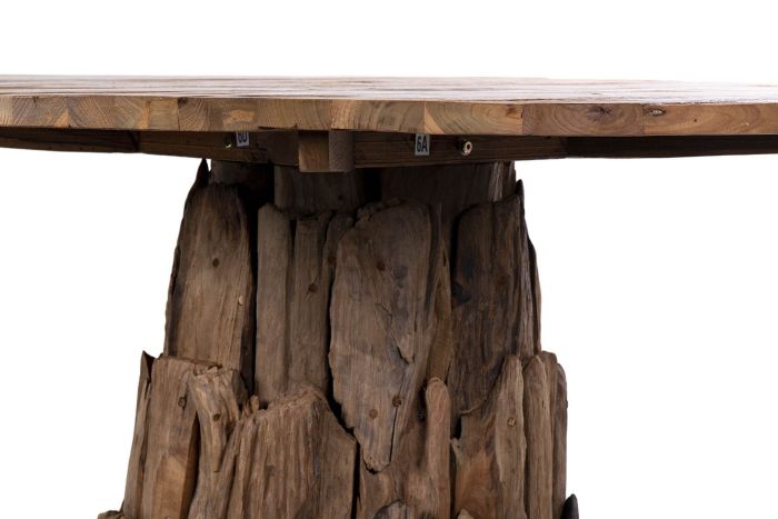 Mesa Comedor Redonda Madera Teca Natural 120 Cm