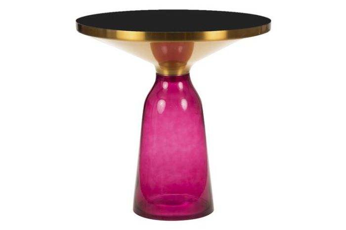 Mesa centro espejo rosa acero oro