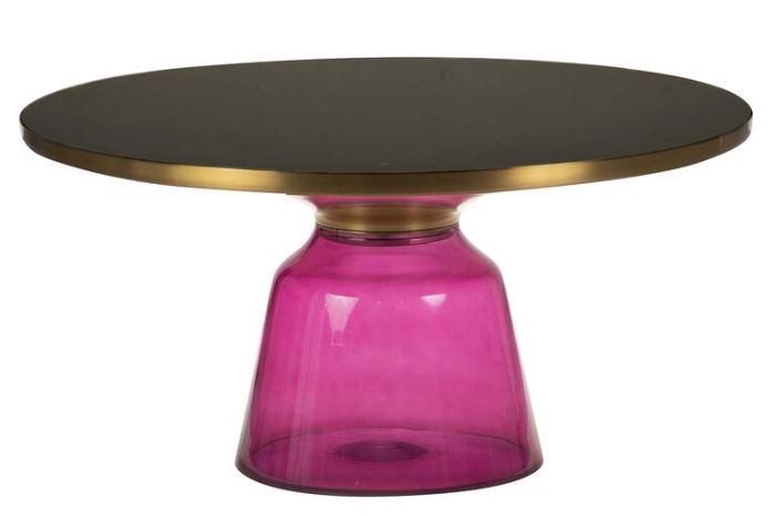 Mesa centtro acero cristal rosa