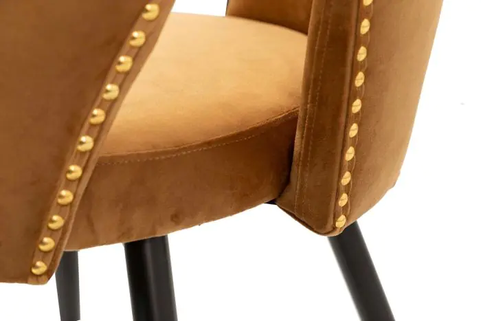 Silla Terciopelo Mostaza 49x54x78 Metal Negro Dorado