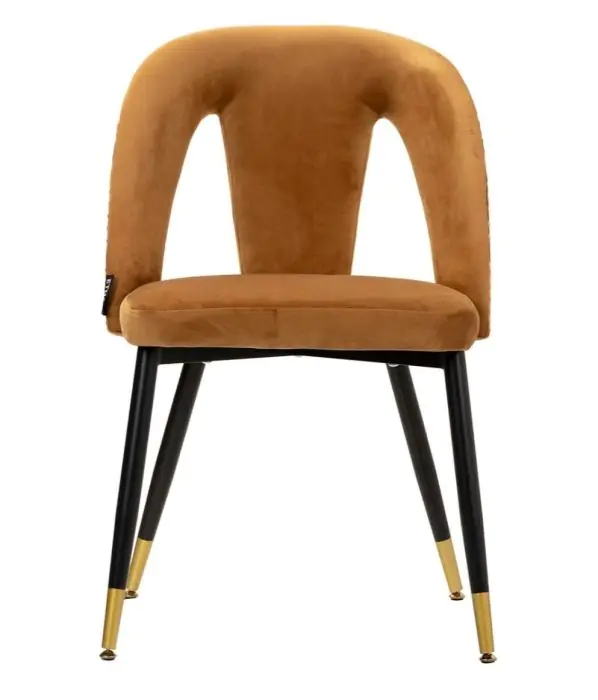 Silla Terciopelo Mostaza 49x54x78 Metal Negro Dorado