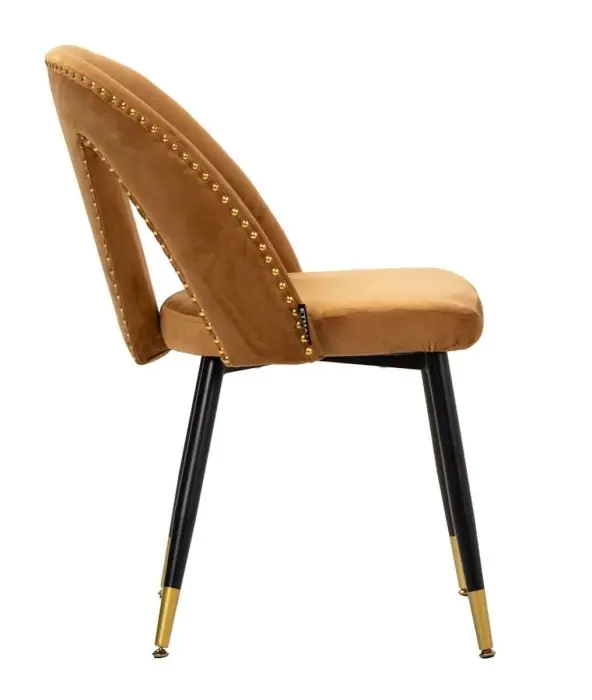 Silla Terciopelo Mostaza 49x54x78 Metal Negro Dorado