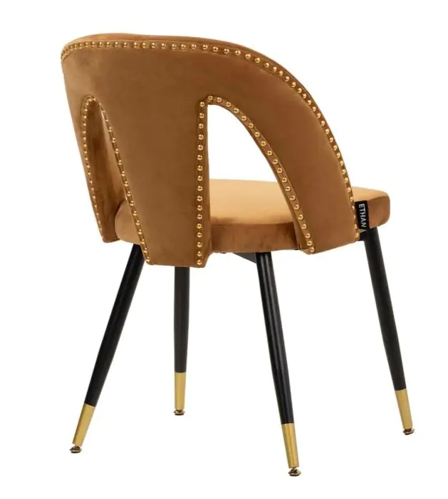Silla Terciopelo Mostaza 49x54x78 Metal Negro Dorado