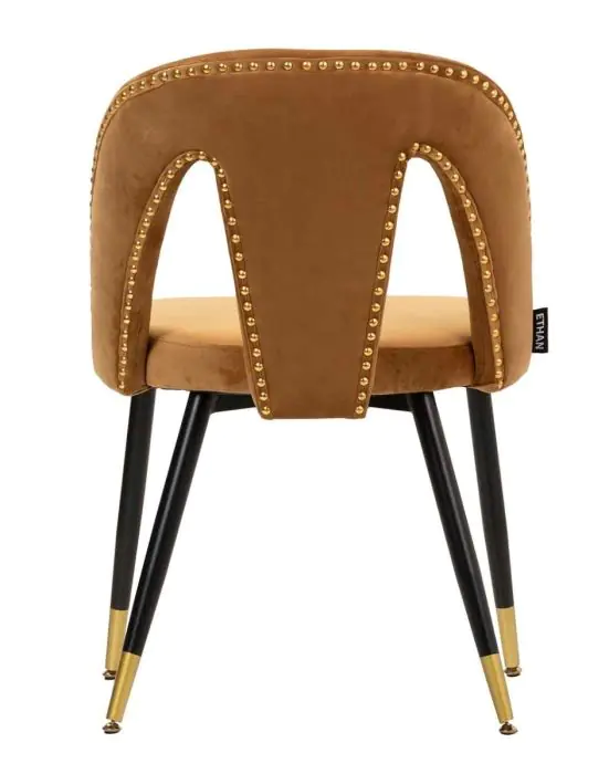 Silla Terciopelo Mostaza 49x54x78 Metal Negro Dorado