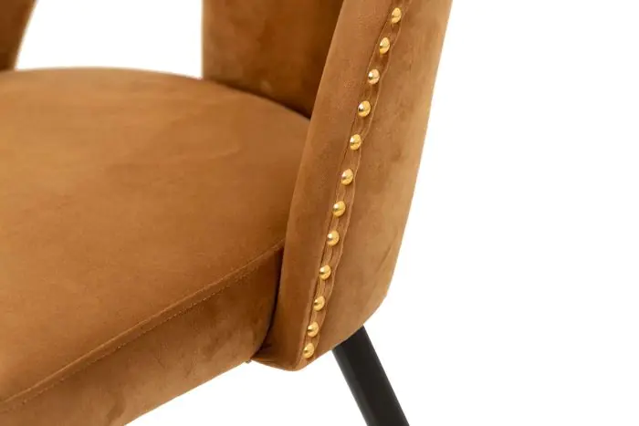 Silla Terciopelo Mostaza 49x54x78 Metal Negro Dorado