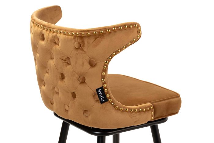Taburete Bar Terciopelo Mostaza 46x53x105 Cm