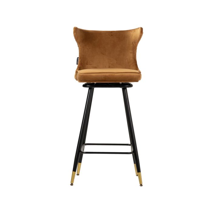 Taburete Bar Terciopelo Mostaza 46x53x105 Cm