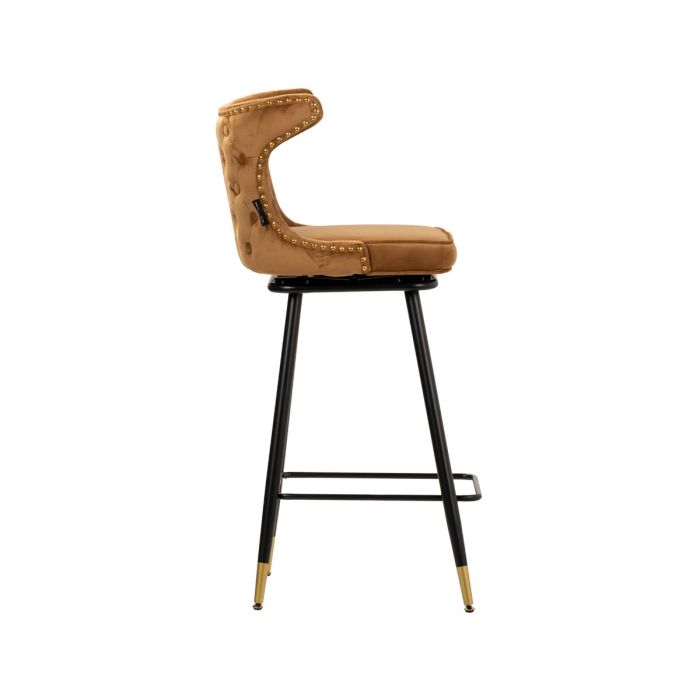 Taburete Bar Terciopelo Mostaza 46x53x105 Cm