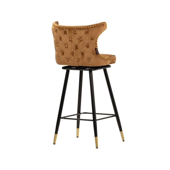 Taburete Bar Terciopelo Mostaza 46x53x105 Cm
