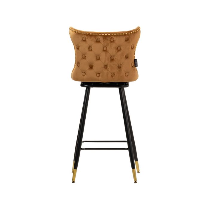 Taburete Bar Terciopelo Mostaza 46x53x105 Cm