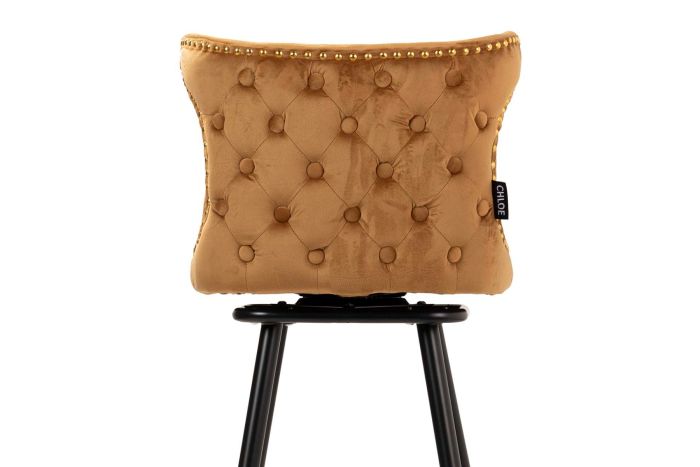 Taburete Bar Terciopelo Mostaza 46x53x105 Cm
