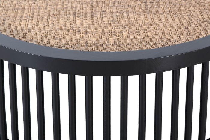 Mesa Centro Contemporáneo Madera Ratan Natural Negro 100 Cm