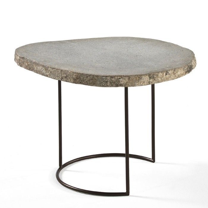 Mesa Auxiliar Metal/Piedra en Gris, 50 Cm.