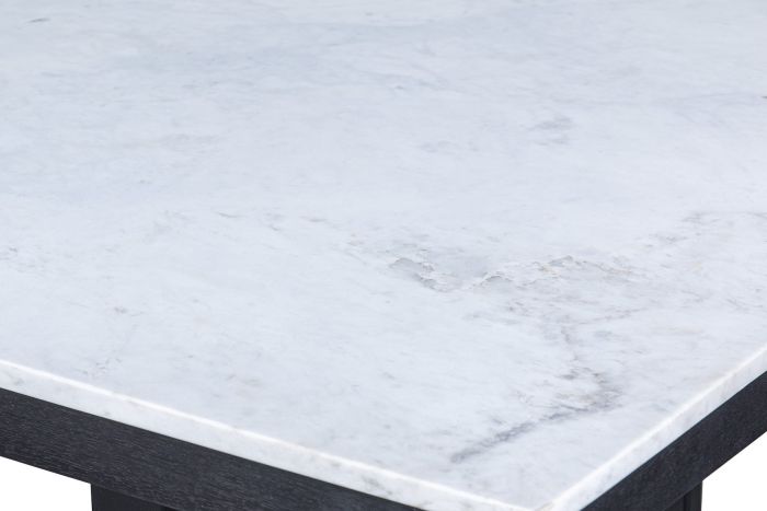 Mesa Comedor Zen Mármol Madera Hierro Blanco Negro 180 Cm