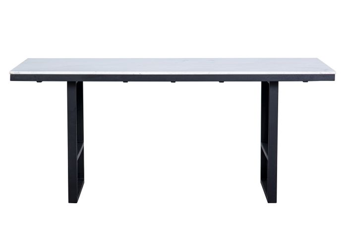 Mesa Comedor Zen Mármol Madera Hierro Blanco Negro 180 Cm