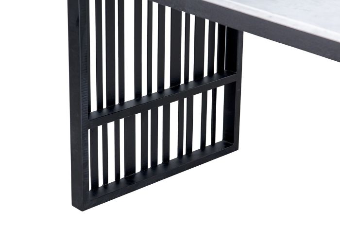 Mesa Comedor Zen Mármol Madera Hierro Blanco Negro 180 Cm