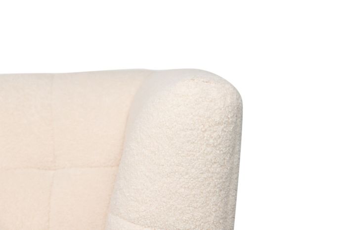 Sillón Blanco Tejido Bouclé Acero, 85 Cm