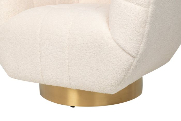 Sillón Blanco Tejido Bouclé Acero, 85 Cm