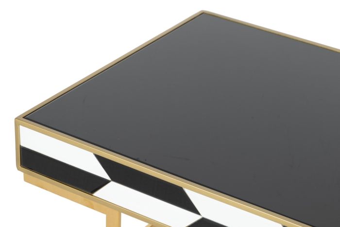 Mesa Centro Espejo Blanco Negro Acero, 120X60X45 Cm