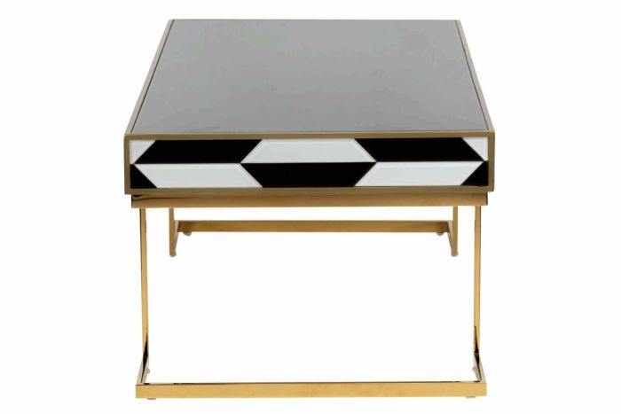 Mesa Centro Espejo Blanco Negro Acero, 120X60X45 Cm