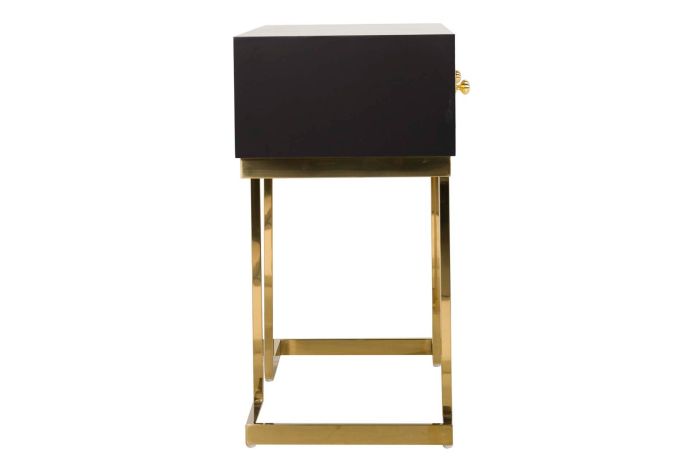 Consola Espejo Blanco Negro Acero, 120x42x79 Cm