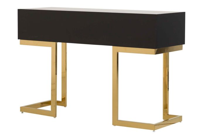 Consola Espejo Blanco Negro Acero, 120x42x79 Cm