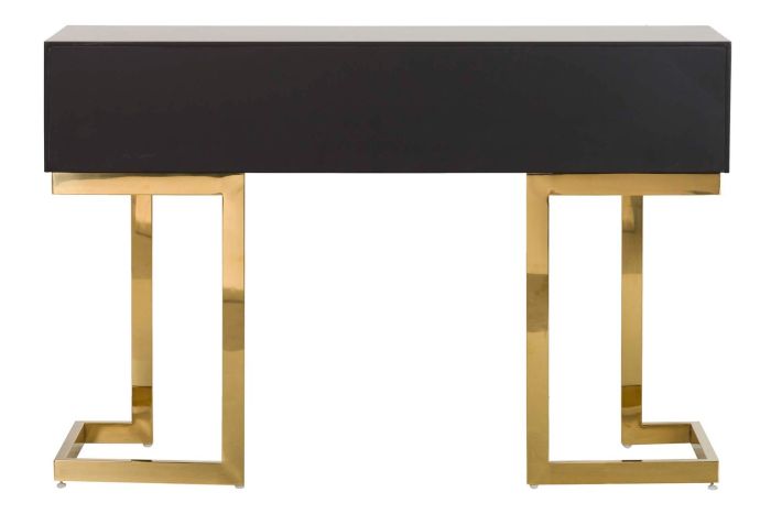 Consola Espejo Blanco Negro Acero, 120x42x79 Cm