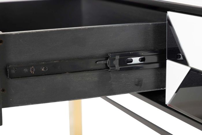 Consola Espejo Blanco Negro Acero, 120x42x79 Cm