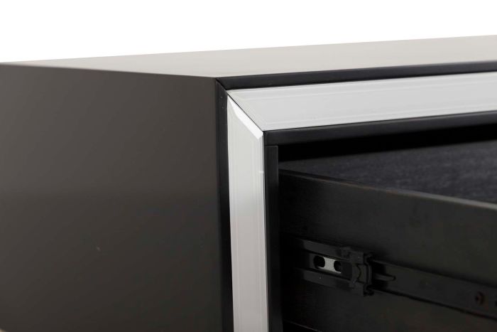 Consola Espejo Blanco Negro Acero, 120x42x79 Cm