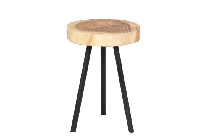 Mesa Auxiliar Artesanal Madera Nogal
