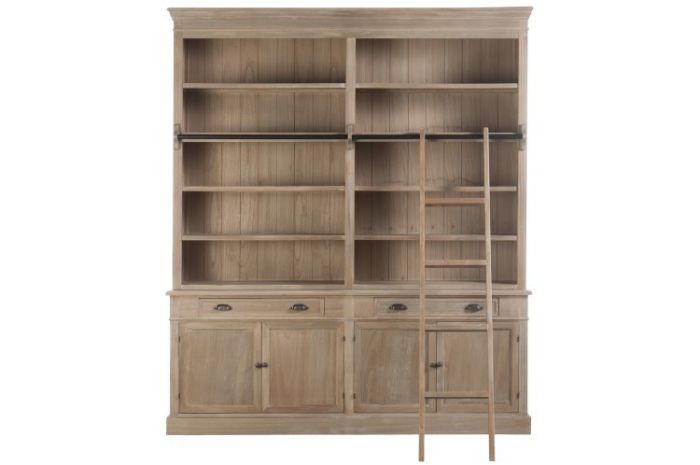 Librería Con Escalera De Estilo Francés , Natural 200 Cm