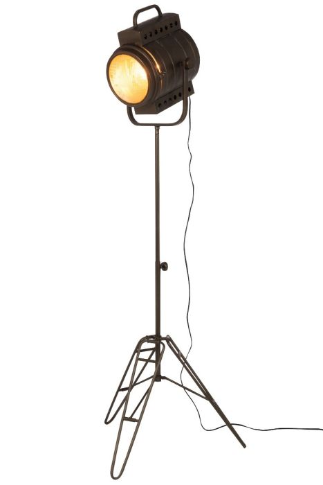 Lámpara De Pie Diseño Foco Metal Negro, 160 cm