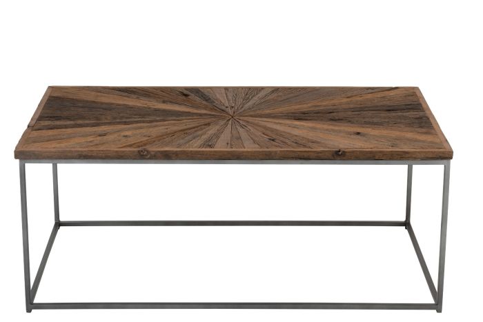 Mesa Centro Vintage Madera Metal Natural 120 Cm