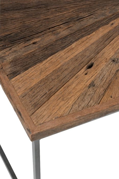 Mesa Centro Vintage Madera Metal Natural 120 Cm
