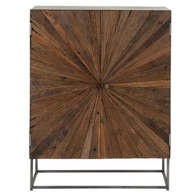 Armario Shanil 2 Puertas Estilo Moderno Madera/Hierro Natural Negro, 111 Cm