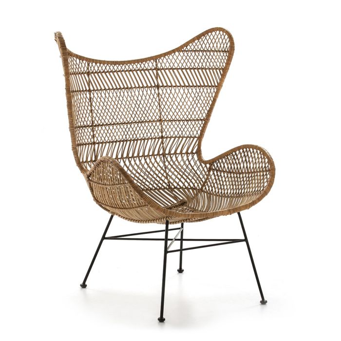 Sillón Tropical en Metal negro y Mimbre trenzado natural.