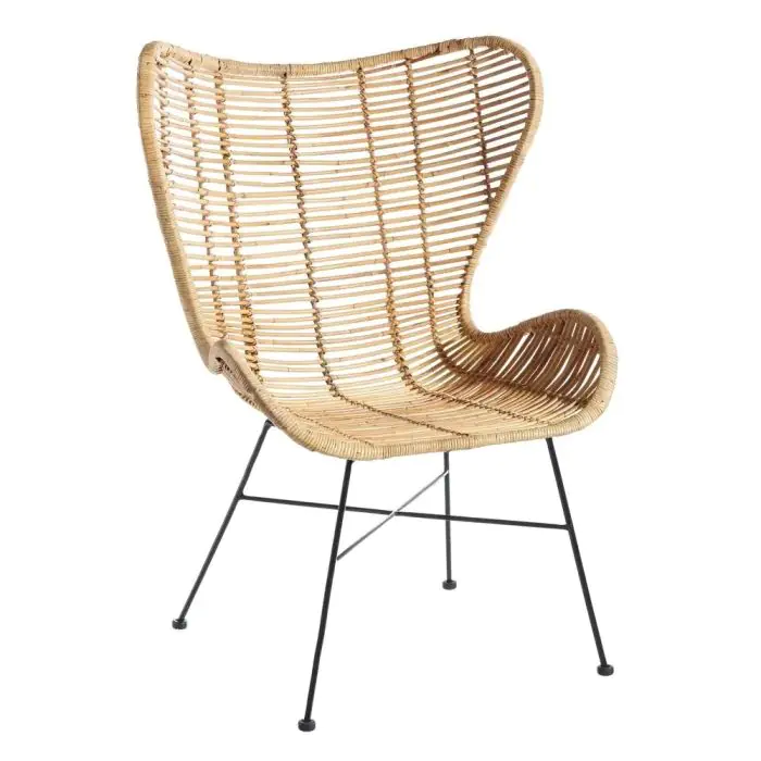 Sillón Nórdico Rattán Natural, Salón 100 Cm