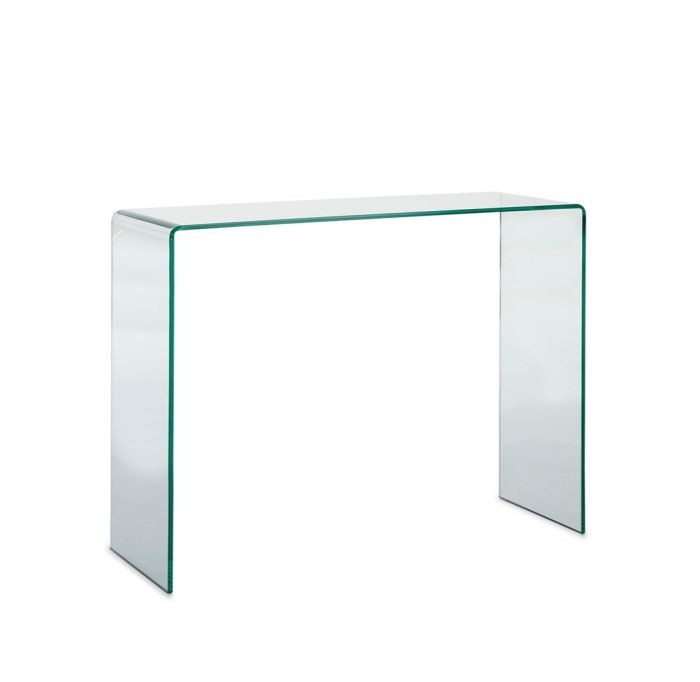 Consola moderna en cristal transparente.