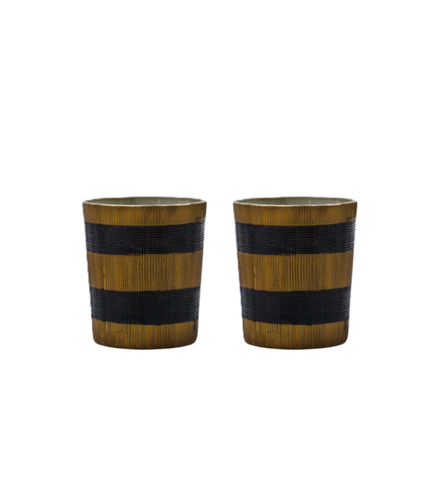 Portavelas de velas de té moderno en vidrio marrón y negro.