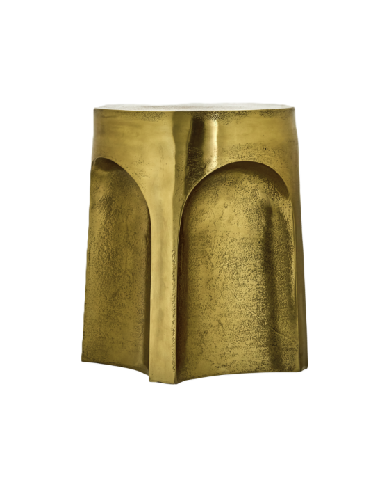 Mesa auxiliar art decó en aluminio oro envejecido.