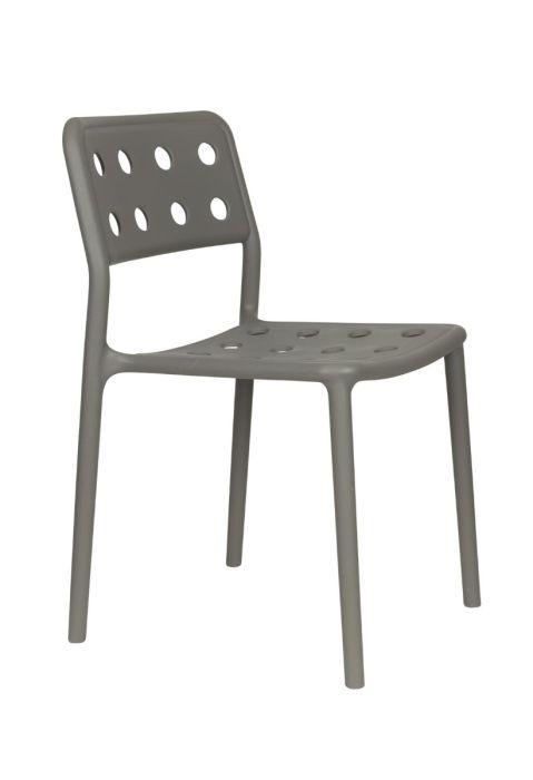 Silla moderna en plástico de polipropileno color gris.