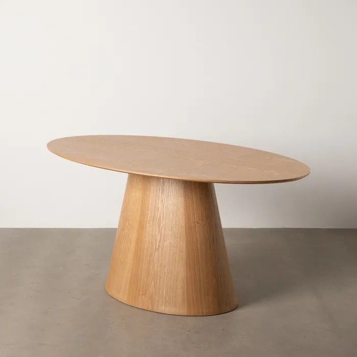 Mesa de Comedor Ovalada de Pie Central Natural, 160 Cm