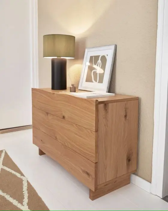 Cómoda Rasha 3 Cajones Roble Natural, 104 Cm