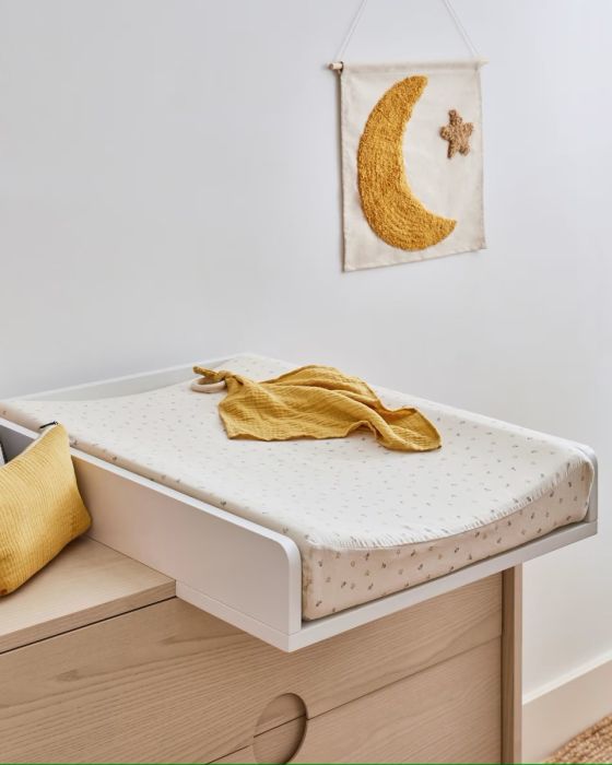 Cómoda Nunila Madera Natural Blanco, 90 Cm