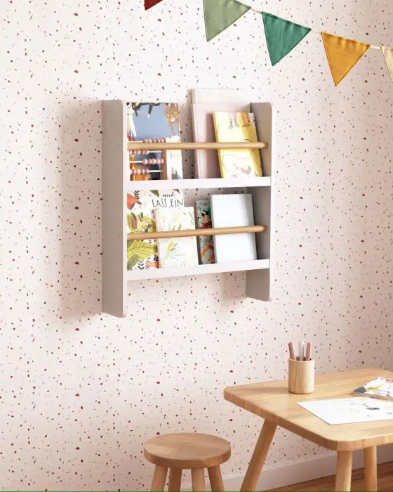 Estantería Madera Pino Acabado Natural Blanco, 50 Cm