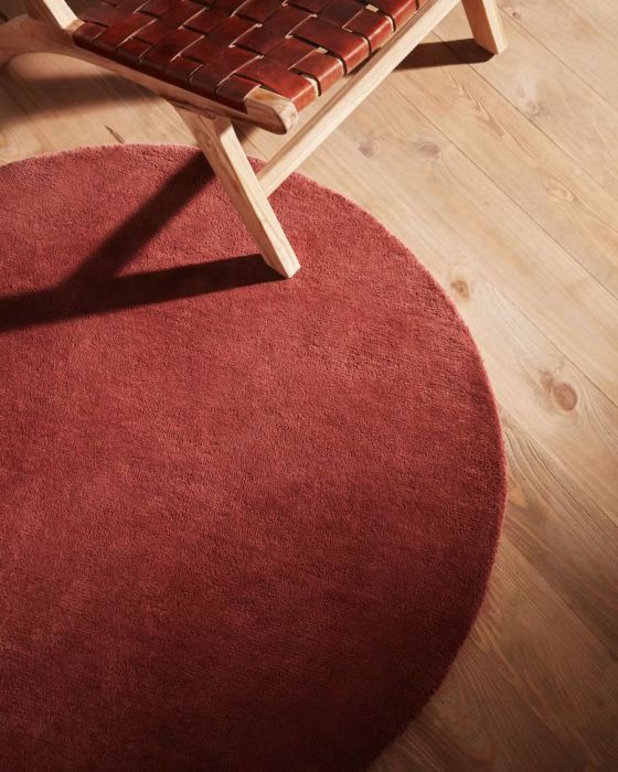 Alfombra Redonda Algodón Granate, 120 Cm